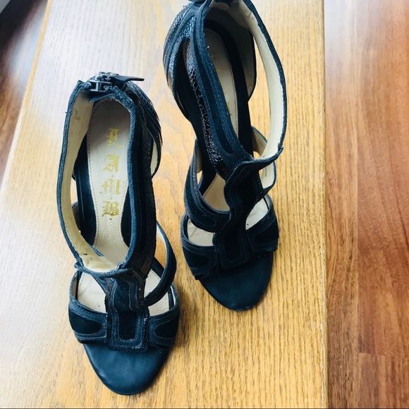 L.A.M.B super sexy high heel leather black sandals - Picture 5 of 6